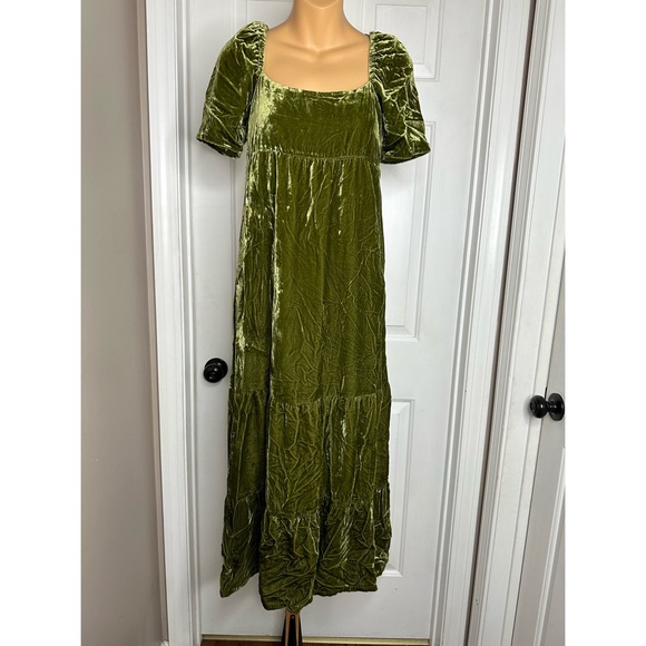 Anthropologie Velvet Empire Waist Midi Dress - Picture 6 of 8